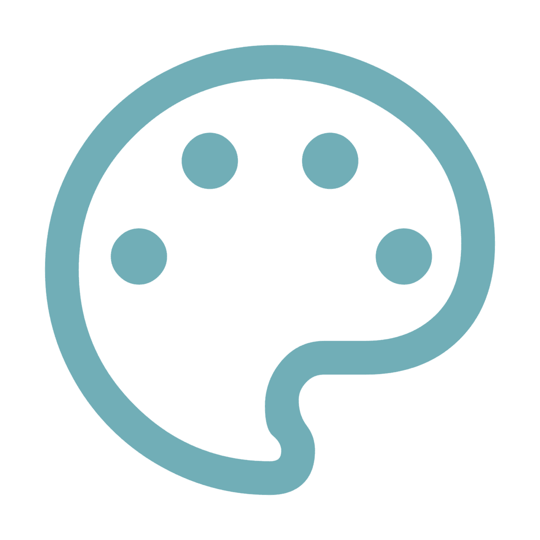 a-6 A blue outline of an artist's palette with four circular wells against a transparent background.