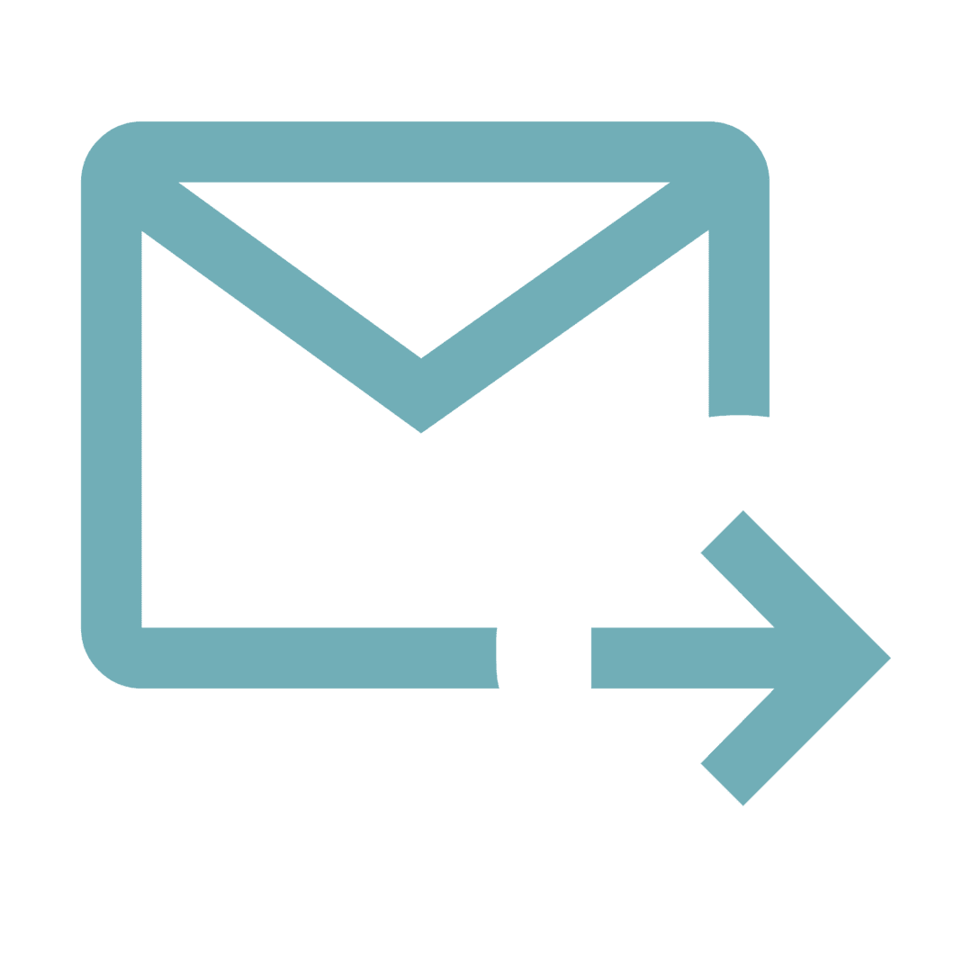 a-8 Blue envelope icon with an arrow pointing right, indicating sending an email.